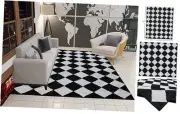 Natural 8x10 Indoor Hand Woven Fiber Jute Diamond Area Rug (Black-Off White,