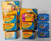 9 Rolls of 35mm Film - Kodak Ultramax 400, Gold 200, VX100p - Exp. 2008-2010