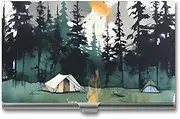 [LKHDS] Slim Aluminum Alloy Business Card Holder Wilderness Nature Camping Pocket Business Card Case Portable Business Card Wallet Business Card Holders Handheld Card Box for Women Men, style, One size
