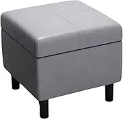 Pu Ottomans with Wooden Frame Compact Upholstered Ottoman Foot Rest with Legs Hidden Storage Small Ottoman Dorm 11.8in