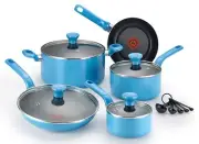 T-Fal Excite Non-Stick Turquoise 14 Piece Cookware Set
