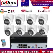 Dahua 8CH 8POE NVR2108HS-8P-4KS3 4K 8MP Color Wizsense IP camera CCTV System Lot