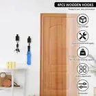 4 Pcs Coat Rack Wall Mount Walnut Wood Coat Hooks Heavy Duty Aluminum Wall werum