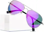 [Canoazo] Classic Aviator Sunglasses for Women Men Polarized Trendy Mirrored Pilot Shaped Sun Glasses UV Protection