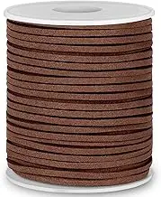 Flat Leather String Cord, Suede Ribbon for Jewelry Making, Leather Twine for Crafts, Thin Leather Shoe Laces for Boots, Faux Leather Strips for Bracelets, Necklaces (Dark Brown)