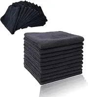 10 Pack Black Microfiber Cleaning Cloths - Lint Free, Scratch-Free- Reusable Rags for Kitchen & Household Cleaning - 11.8"X11.8" Size
