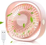 Small Personal USB Desk Fan,3 Speeds Portable Desktop Table Cooling Fan Powered by USB,Strong Wind,Quiet Operation,for Home Office Car Outdoor Travel (Pink)