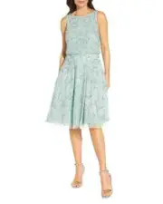 Aidan Mattox L130113 Womens Mint Boat Neck Beaded Dress Size 14