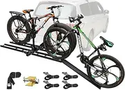 Platform Bike Rack Hitch Mount with Ramp for 2 Bikes - Ebike Rack Fit Fat Tire Up to 200 lbs - Bicycle Car Racks for SUV, Truck, RV, Electric Bike Carrier for Tow Trailer with 2 Inch Receiver