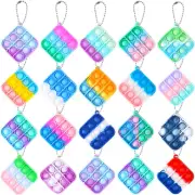 Mini Pop Fidget Keychain Toys 20 Pack Small Square Cheap Push Its Bubble Poper B