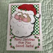 2 Christmas Secret Santa Greeting Cards & Envelopes