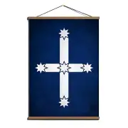 Aussie Australian Southern Cross EUREKA Flag, Canvas with Magnetic Wooden Hanger