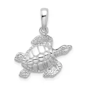 Sterling Silver De-Ani Rhodium-Plated Polished Large Sea Turtle Pendant