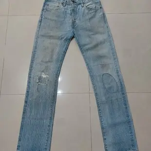 [二手] 美國 Levi's 505-0217 LVC 大E 赤耳布邊 破壞加工補釘 Talon 銅製拉鍊 丹寧 牛仔褲