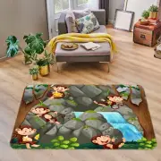 3D Stone Mountain Monkey ZHUA3377 Game Non Slip Rug Mat Photo Carpet Amy