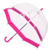 Clifton Kids 67cm Clear PVC Dome/Birdcage Umbrella Wind Resistant Pink Border