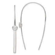 Sterling Silver Polished Cz Heart Threader Earrings