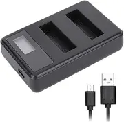 Motion Camera Battery Charger, USB Portable Dual Slot Smart Camera Battery Charging Station with LCD Display for Action Camera 4