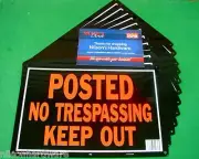 (24)-Hy-Ko 10x14 Day-Glo Aluminum Sign, Posted No Trespassing Keep Out Model:813