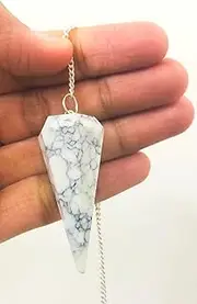 crystalmiracle Howlite Gemstone Dowser Cone Hexagon Pendulum Crystal Healing Reiki Feng Shui Gift Wellness Peace Meditation Handcrafted Energy Concentration