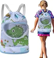Swim Backpack Kids,Waterproof Swimming Beach Backpack - Lightweight Cartoon Drawstring Dry Wet Separated Pool Accessories for Gym Travel School Use Activities Beach Camping Sports