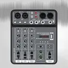 4 Channel USB Mixer 48V Power Sound Console System for Broadcast Home Studio