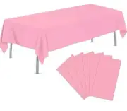 Pink 6 Pack Plastic Table Cloth 54" x 108", Disposable Rectangle,
