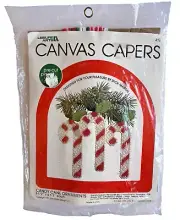 Vintage 1981 Leisure Arts Canvas Capers Candy Cane Ornament Craft Kit New