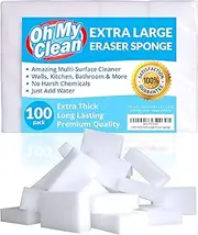 (100 Pack) Extra Large Magic Cleaning Eraser Sponge - 2x Thick 2x Longer Lasting Melamine Foam Sponges in Bulk - Multi-Purpose Power Bath Scrubber - Bathroom Kitchen Floor Baseboard Wall Cleaner