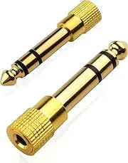 6.35mm Plug to 3.5mm Socket (Pack of 2) 1/4 to 1/8 inch Stereo Audio Jack Adapter | Converts Audio from Amplifiers, Guitar, Piano, Drums, Speakers & Mic That use 6.35mm to 3.5mm Port by Mobi Lock