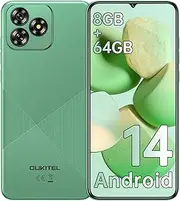 OUKITEL C53 Cell Phone Unlocked, 6.6" HD+ Waterdrop Screen Android 14 Phone, 4300mAh Smartphone, 8GB+64GB/1TB Octa Core, 13MP Main Camera, 4G Dual SIM, Face ID/GPS/3.5mm Jack, T-Mobile - Green