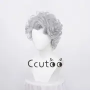 Astarion Cosplay Wig Baldur's Gate3 Vampire Wig Short Silver Grey Curly Heat Res
