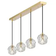 Telbix Zaha 4 Crystal Pendant Light Gold