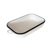 Urban Style Enamelware 6L Induction Baking Dish w/ Handles/Blue Rim - White