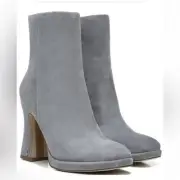 Sam Edelman Jaye River Grey Suede Block Heel Platform Ankle Boots. Size 8. New