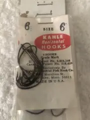 48 Kahle Horizontal Size 6 Bronze Fishing Hooks Vintage 6 Packs Of 8 Hooks = 48