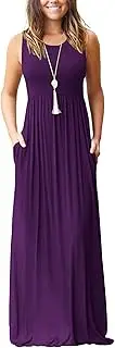 [AUSELILY] Women's Loose Plain Maxi Dresses Casual Long Dresses with Pockets