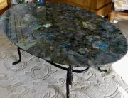 36"x22" Oval Shape Labradorite Coffee Console Table Hallway Home Interior Decor