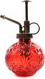 Glass Plant Mister Spray Bottle, 6.5Inch Tall Vintage round Spritzer with Bronze