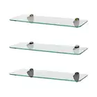 Rounded Floating Glass Bathroom Shelf 40cm Chrome/Black/Gold Shower Storage Rack