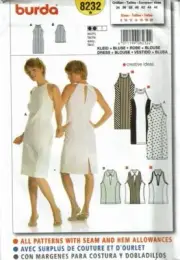 Burda Sewing Pattern 8232 Dress Shirt Top Misses Size 8-20