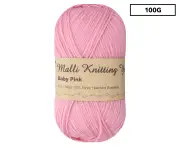 Malli Acrylic Knitting Yarn 100g - Baby Pink