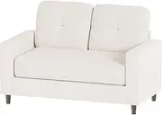 Ufurniture Modern 2-Seater Sofa 132cm Loveseat Sofa with Tufted Back Cushions Soft Upholstered Small Couch for Living Room, Small Spaces, Apartments, Office, Lounge, Beige