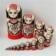 Matryoshka Traditional Russian Matryoshka 15-Piece Hand-Painted Nesting Dolls Wooden Halloween Birthday The Perfect Blessing Gift