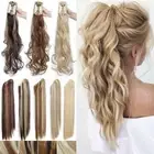 AS Human Ponytail Claw Clip in Thick Fake Hair Extensions Pony Tail Long Curly R