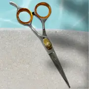 6" Barber Scissors With Adjustable Tension Knob & Curved Finger Rest Razor Sharp