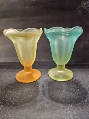 Libby Ka-Dinks Frosted Parfait Ice Cream Sundae Glasses Vintage