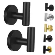 Towel Hooks for Bathroom,2 Packs Wall Mount Towel Holder,Black Matte Wall