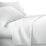 King Single Bed Sheet Set White Cotton Rich Percale