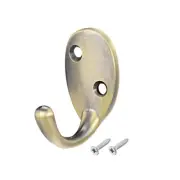 10 Pcs Wall Mounted Hook Robe Hooks Single Coat Hanger, Zinc Alloy, Bronze Tone